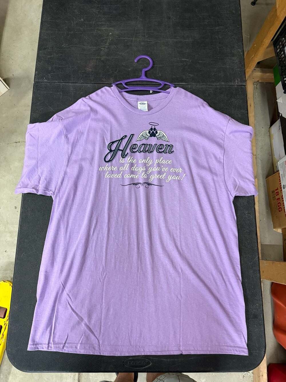 Delta Pro Weight Lavender Memorial Pet Loss T-Shirt with Angel Wings and Paw Pri